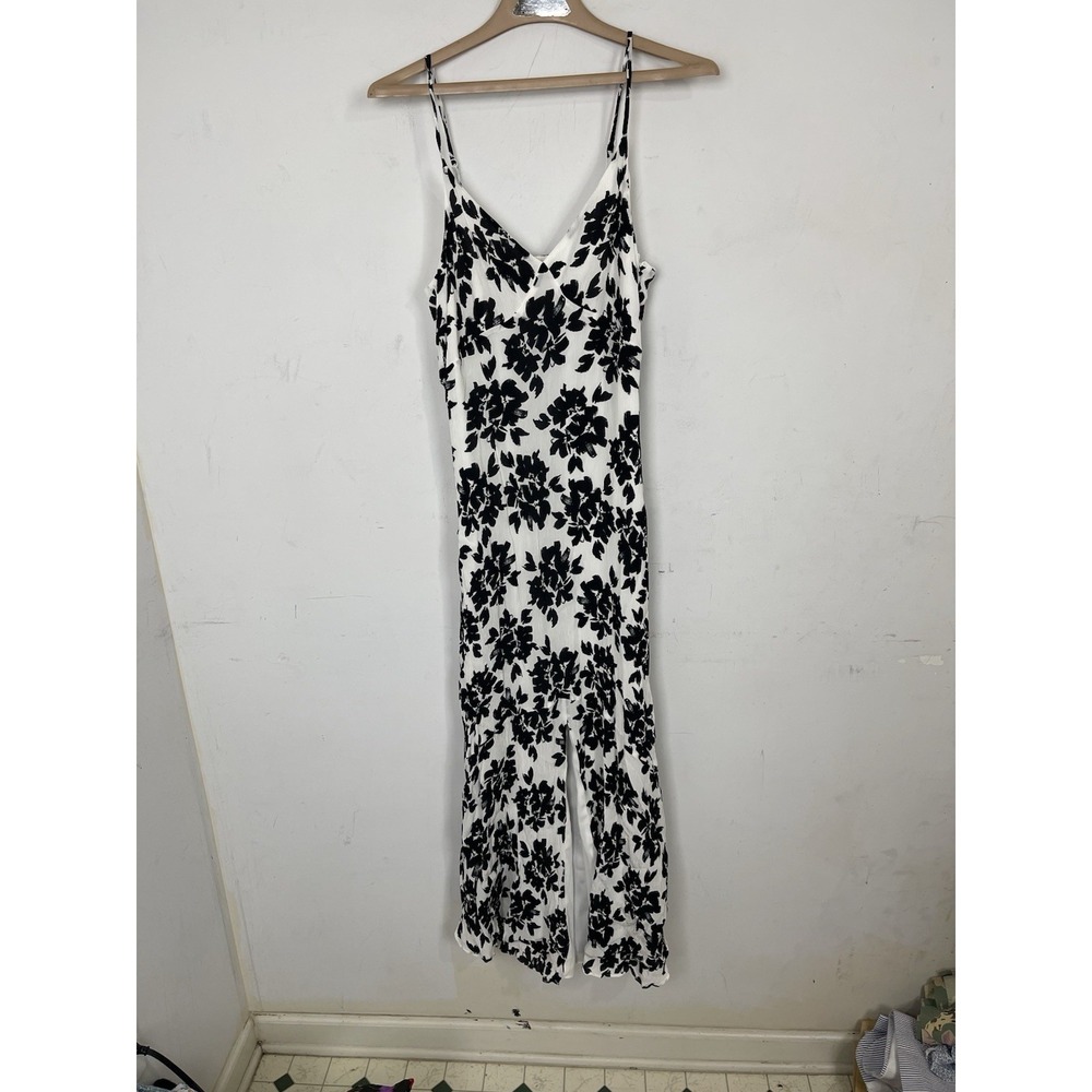 Madewell‎ Womens Dress 8 Black Floral Smocked Resort Travel Maxi Vacation Long
